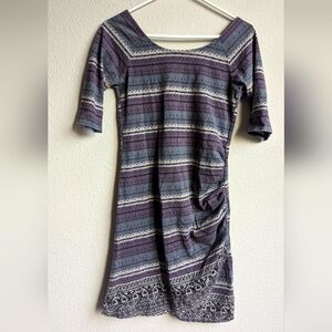 Patterned 3/4 Sleeve Midi Dress